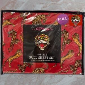 Ed Hardy Red Tiger DP Full 4-pc Sheet Set Jungle Safari Wild Kingdom Animal NIP